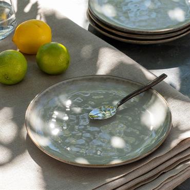 Cliquez pour agrandir et passer en diaporama Lot de 6 assiette à dessert en grès d20cm - vert