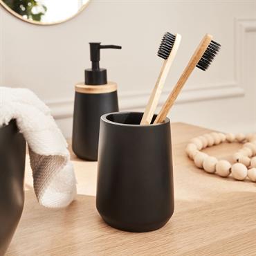 Porte brosse à dent en polyresine - noirLEUZE