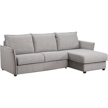 Canapé d'angle réversible convertible en tissu Sogno avec matelas densité 35kg/m3 - gris moyenMOYA