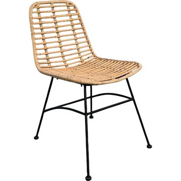 Lot de 2 chaise en rotin tressé et acier - naturel 