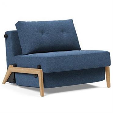 INNOVATION LIVING Fauteuil design SOFABED CUBED 02 WOOD convertible lit 200x90 cm Bouclé Bleu