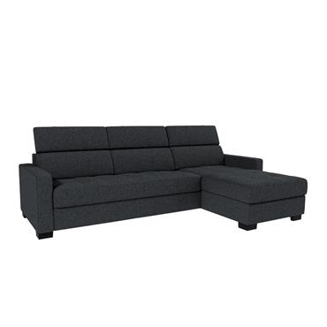 Canapé d'angle convertible en tissu pop avec accoudoirs 15cm - gris anthraciteMAURO