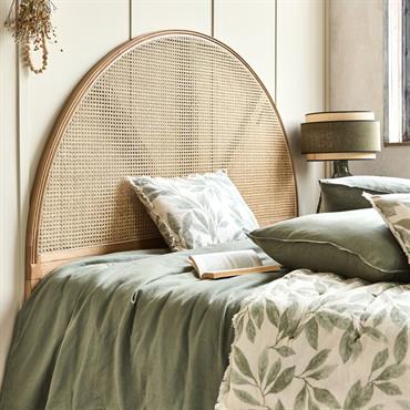 Tête de lit ronde en chêne et rotin L170cm - bois clairABELLE