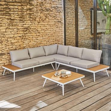 Cliquez pour agrandir et passer en diaporama Salon de jardin en aluminium et polywood - gris