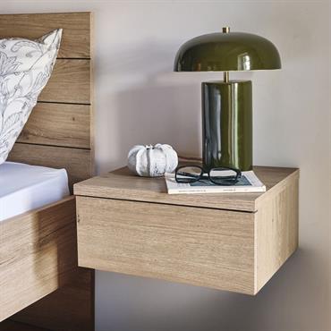 Cliquez pour agrandir et passer en diaporama Table de chevet suspendue en bois 1 tiroir L40xl36xH19cm - bois clairLUCIAN