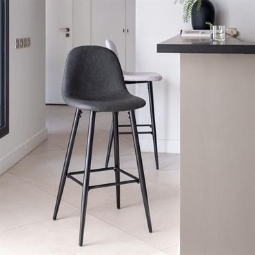 Lot de 2 chaise de bar - noir h75cm 