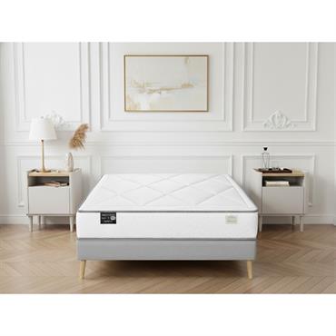 Découvrez l'ensemble matelas ressorts ensachés IENA + sommier BOBOCHIC x SIMMONS, conçu pour offrir un sommeil réparateur et un confort durable. Grâce à sa suspension Fullspring de 768 à 1023 ...