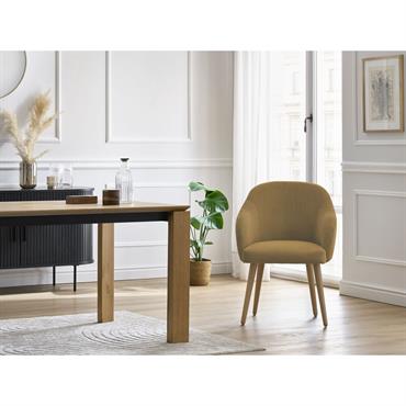 Cliquez pour agrandir et passer en diaporama Chaise SOPHIE tissu velours côtelé et pieds scandinaves bois jaune BOBOCHIC