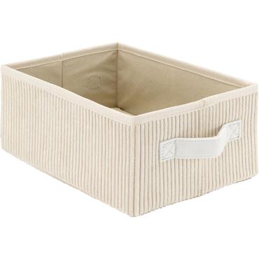 Cliquez pour agrandir et passer en diaporama Panier de rangement en velours côtelé H12xL26xl20 cm - blanc ventouxVELA