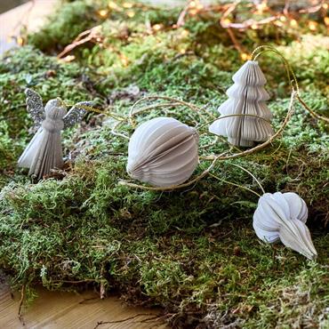 Suspension de Noël en papier H6cm - blanc 