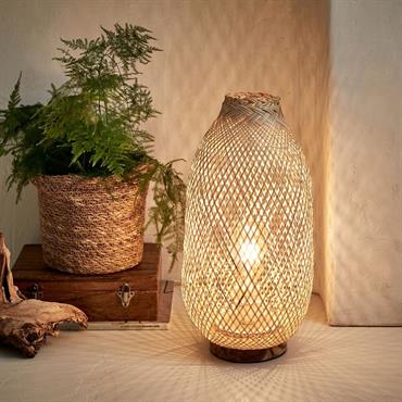 Lampe de sol électrifiée en bambou D22cm - naturelFANY