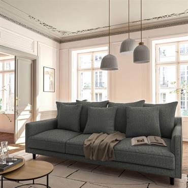Cliquez pour agrandir et passer en diaporama Canapé 5 places fixe en tissu - gris restanqueLENITA