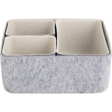 Lot de paniers de rangement en feutrine - grisALBIN