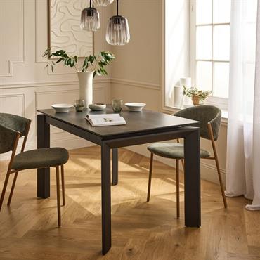 Cliquez pour agrandir et passer en diaporama Table de repas extensible en céramique et verre trempé - noir