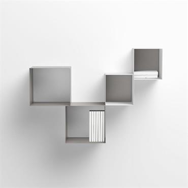 Bibliothèque murale TWIN  acier composition 3 coloris  gris tourterelle  blanc