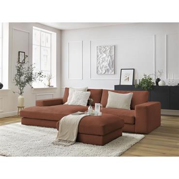 Canapé d'angle fixe LEONARD velours côtelé avec pouf orange angle gauche BOBOCHIC 5 places LA COLLECTION Créez-vous un espace moderne, convivial et chaleureux avec la nouvelle création originale BOBOCHIC : la collection LEONARD. Avec son visuel d'une rare élégance, ces canapés sauront se distinguer ...