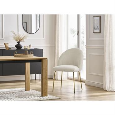 Chaise LALIE tissu velours côtelé et pieds métal or beige   BOBOCHIC