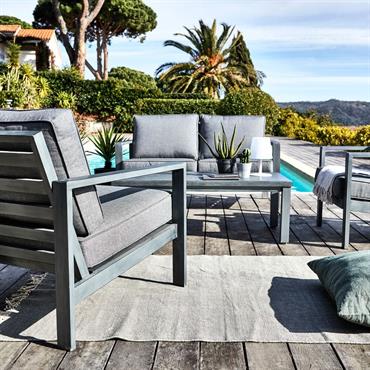 Table basse de jardin rectangulaire en aluminium - grisCAGLIARI