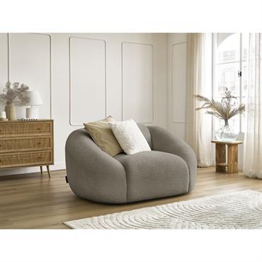 Cliquez pour agrandir et passer en diaporama Fauteuil TINA tissu bouclette taupe BOBOCHIC