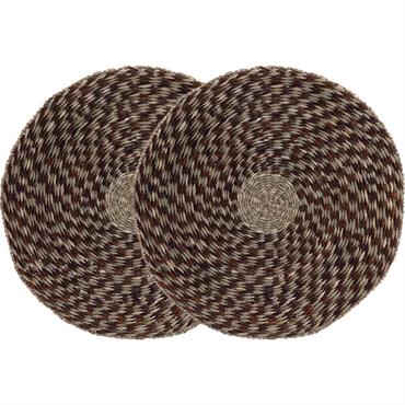 Lot de 2 sets de table ronds en jonc de mer D36cm - brun alepJOSEON