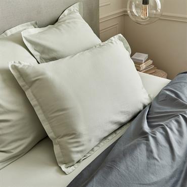 Lot de 2 taies d'oreillers en satin lavé de 50x70cm - vert opalineSATINE