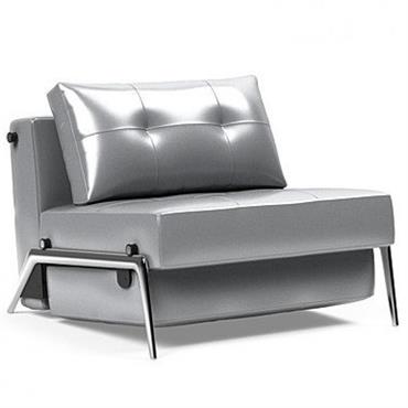 INNOVATION LIVING  Fauteuil design CUBED 02 ALU convertible 200x90cm tissu Silvershine