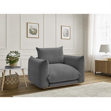 Cliquez pour agrandir et passer en diaporama Fauteuil ERNEST tissu velours côtelé gris foncé BOBOCHIC