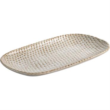 Plateau décoratif en grès 18x33cm - blancCLOREA