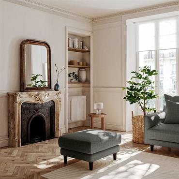 Pouf en tissu joint - gris restanqueLENITA