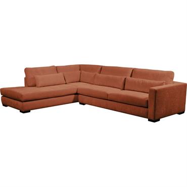 Canapé d'angle méridienne gauche fixe en tissu Genesis - brun rustrelBATIS