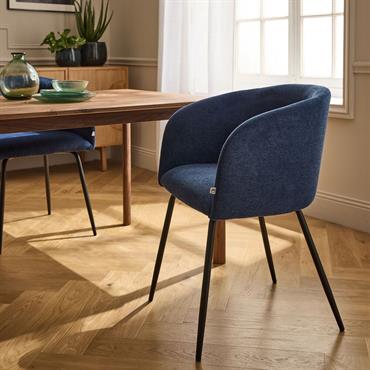 Chaise en tissu et métal avec accoudoirs - bleu figuerollesPEILLE