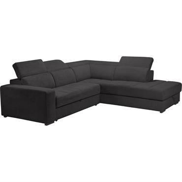 Canapé d'angle droit convertible avec coffre en tissu doux - gris ardoiseORIGANO