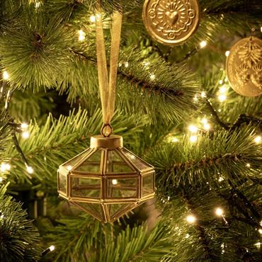 Cliquez pour agrandir et passer en diaporama Suspension de Noël diamant en verre H9cm - doréEPIVA
