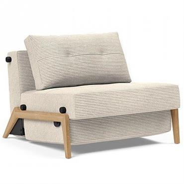 INNOVATION LIVING Fauteuil design SOFABED CUBED 02 WOOD convertible lit 200x90 cm Corduroy Ivory