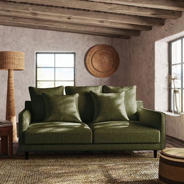 Cliquez pour agrandir et passer en diaporama Canapé 3 places convertible en tissu - vert cèdreLENITA