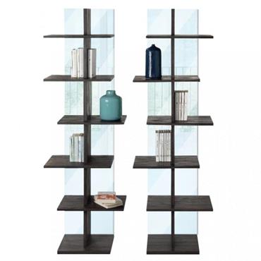 Bibliothèque STEP en stratifié écologique coloris noyer ardoise