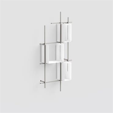 Bibliothèque murale LIBRA acier 2 colonnes gris tourterelle 3 boîtes blanc