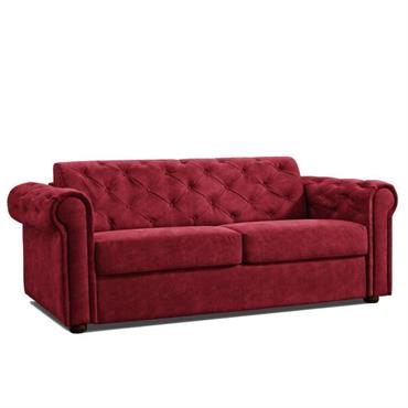 Canapé convertible EXPRESS CHESTERFIELD 140cm matelas 16cm polyuréthane bordeaux