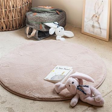 Tapis rond imitation fourrure - rose argile D70cmROBIN