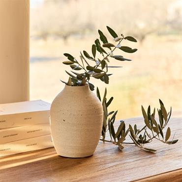 Cliquez pour agrandir et passer en diaporama Vase classique en grès moucheté H15cm - blancLOSSE