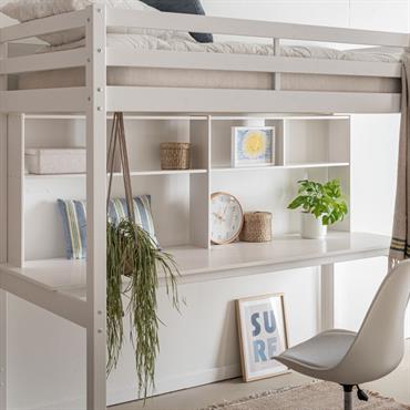 Cliquez pour agrandir et passer en diaporama Bureau enfant en pin avec étagère - blancDANIS