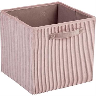 Cliquez pour agrandir et passer en diaporama Panier de rangement en velours côtelé - rose H30xL30cmVELA
