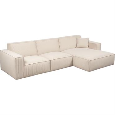 Cliquez pour agrandir et passer en diaporama Canapé grand angle droit fixe en velours côtelé azores - beigeKUBO