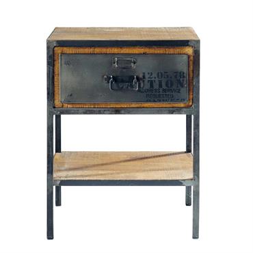 Table de chevet avec tiroir en métal noire L 45 cm