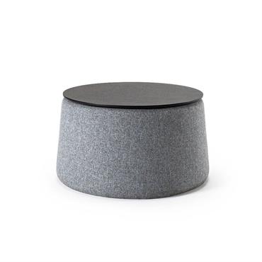 INNOVATION LIVING  table basse design STONE 70*43cm tissu Twist_Granite plateau bois noir