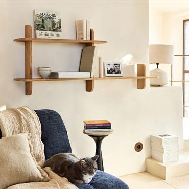 Étagère murale asymétrique en chêne L138cm - bois clairNERTHE