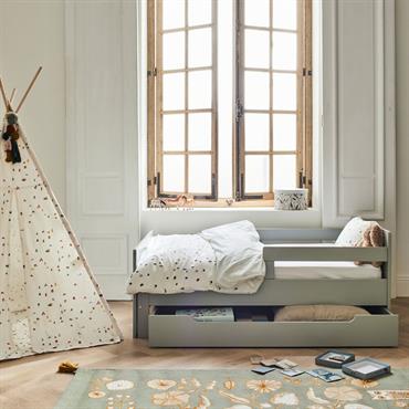 Housse de couette enfant 120x140cm et 1 taie d'oreiller 35x45cm - motifs cabanesCABANE