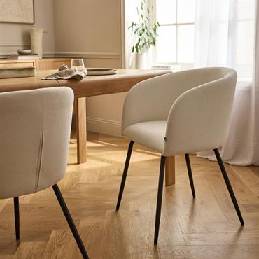 Cliquez pour agrandir et passer en diaporama Chaise en tissu et métal avec accoudoirs - blanc ventouxPEILLE