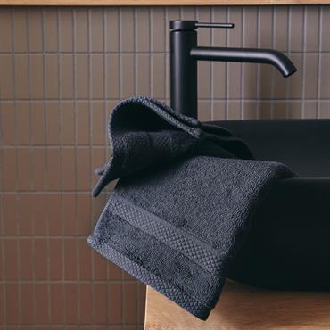 Lot de 2 serviettes invités en coton peigné - Gris calabrun 30x50cmAZUR