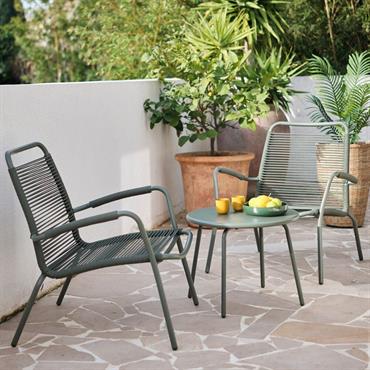 Cliquez pour agrandir et passer en diaporama Salon de jardin en acier et corde - vert